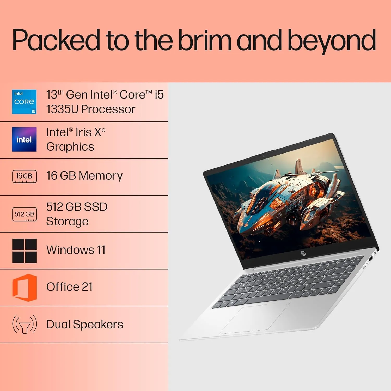 HP 14 i5 16GB 512GB SSD Laptop Silver | Cayroshop