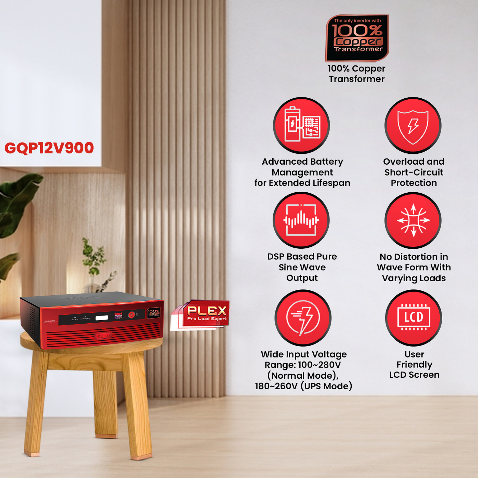 Cayroshop Exide 900VA Sine Wave Inverter Reliable Power